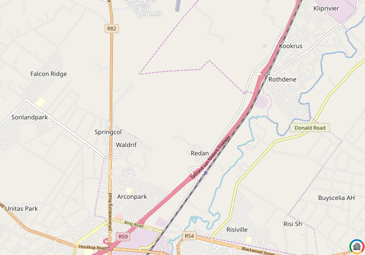 Map location of Vereeniging